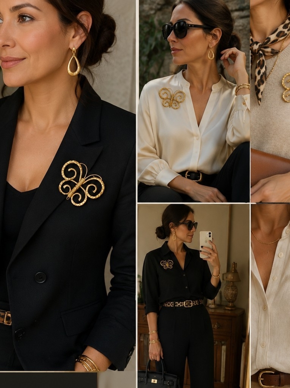 Elegant Gold Swirl Brooch - Women Jewelry
